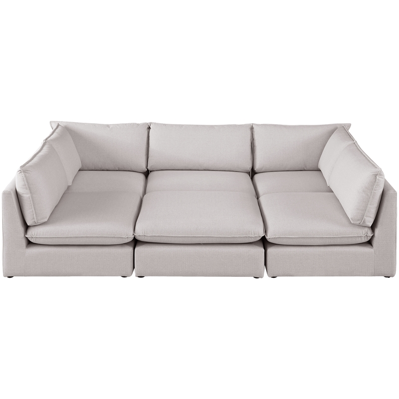 Meridian Furniture Mackenzie Beige Durable Linen Textured Modular Sectional