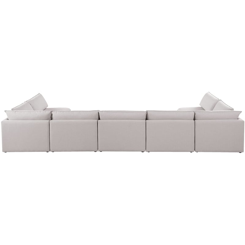 Meridian Furniture Mackenzie Beige Durable Linen Textured Modular Sectional
