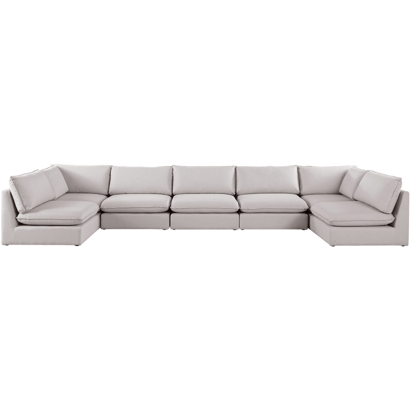 Meridian Furniture Mackenzie Beige Durable Linen Textured Modular Sectional