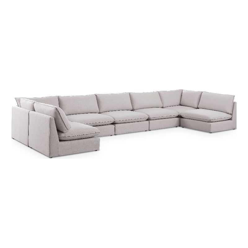 Meridian Furniture Mackenzie Beige Durable Linen Textured Modular Sectional
