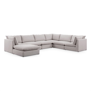 Meridian Furniture Mackenzie Beige Durable Linen Textured Modular Sectional