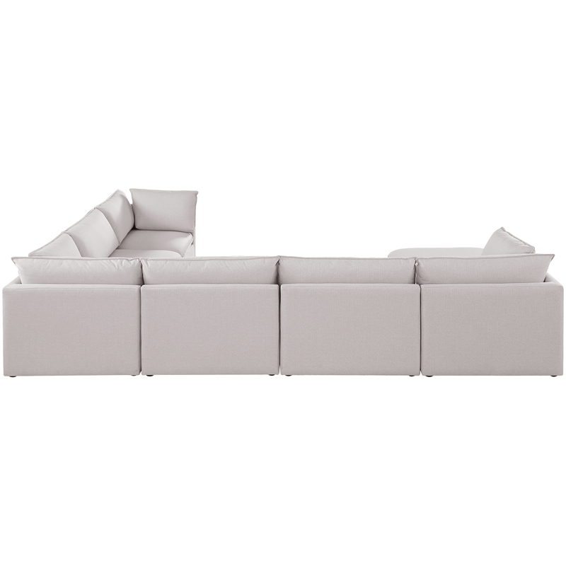 Meridian Furniture Mackenzie Beige Durable Linen Textured Modular Sectional