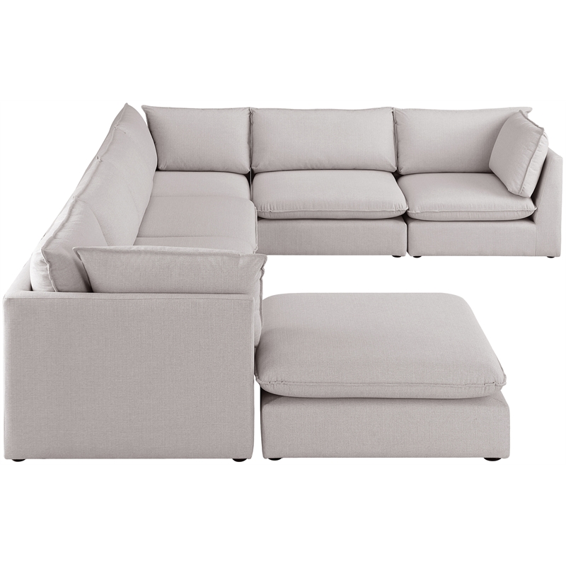 Meridian Furniture Mackenzie Beige Durable Linen Textured Modular Sectional