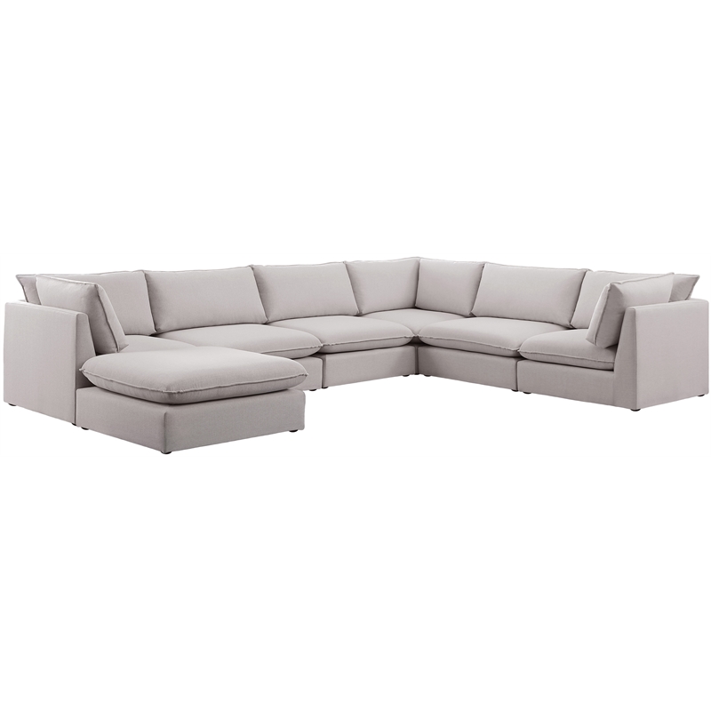 Meridian Furniture Mackenzie Beige Durable Linen Textured Modular Sectional