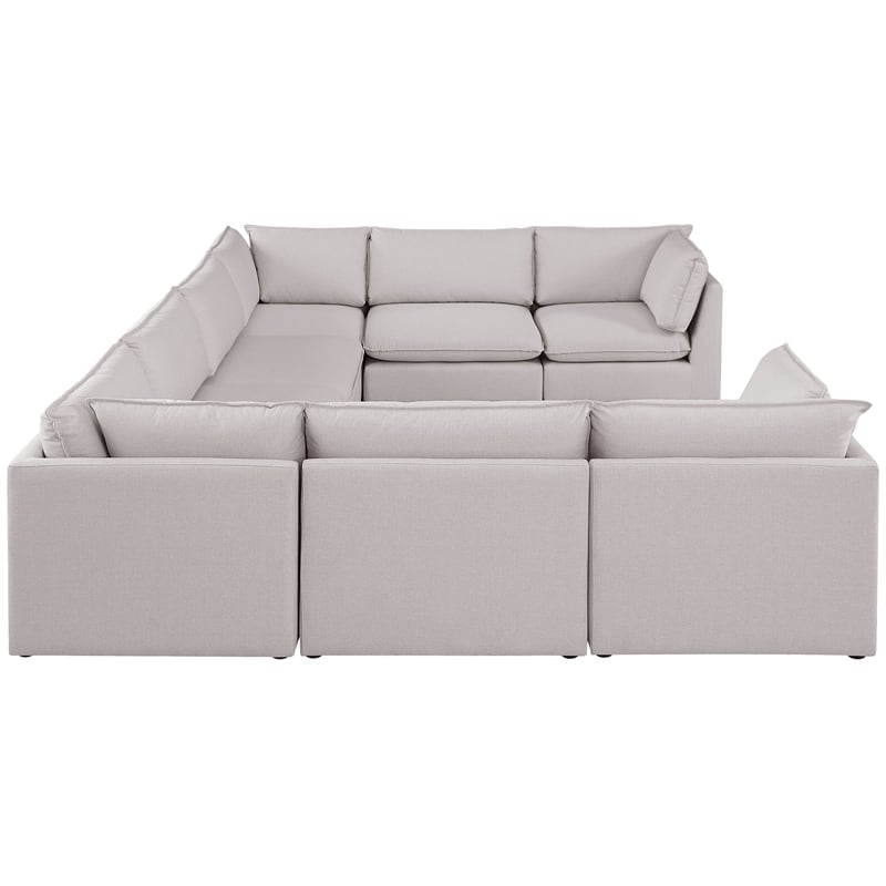 Meridian Furniture Mackenzie Beige Durable Linen Textured Modular Sectional