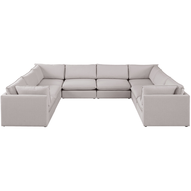 Meridian Furniture Mackenzie Beige Durable Linen Textured Modular Sectional