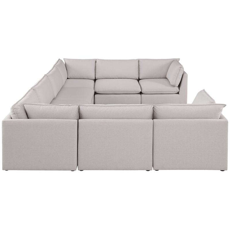 Meridian Furniture Mackenzie Beige Durable Linen Textured Modular Sectional