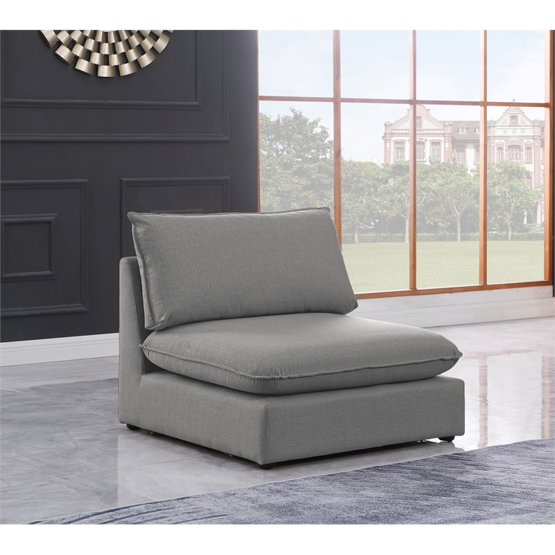 Meridian Furniture Mackenzie Grey Durable Linen Textured Armless