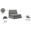 Meridian Furniture Mackenzie Grey Durable Linen Textured Armless