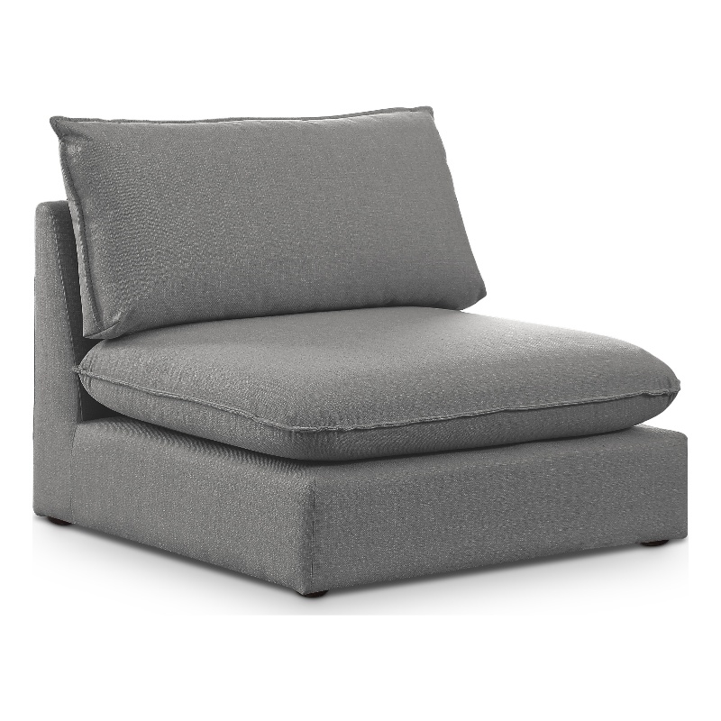 Meridian Furniture Mackenzie Grey Durable Linen Textured Armless