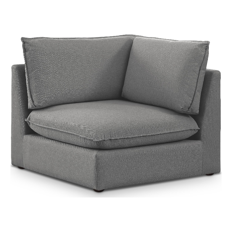 Meridian Furniture Mackenzie Grey Durable Linen Textured Corner