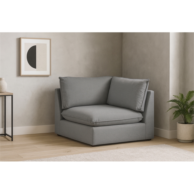 Meridian Furniture Mackenzie Grey Durable Linen Textured Corner