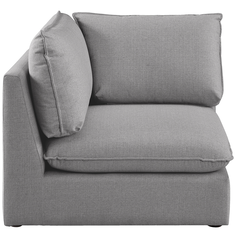 Meridian Furniture Mackenzie Grey Durable Linen Textured Corner