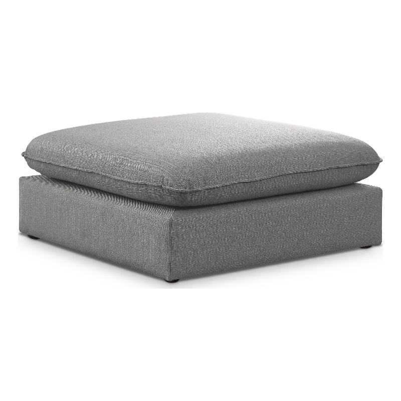 Meridian Furniture Mackenzie Grey Durable Linen Textured Ottoman