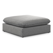 Meridian Furniture Mackenzie Grey Durable Linen Textured Ottoman