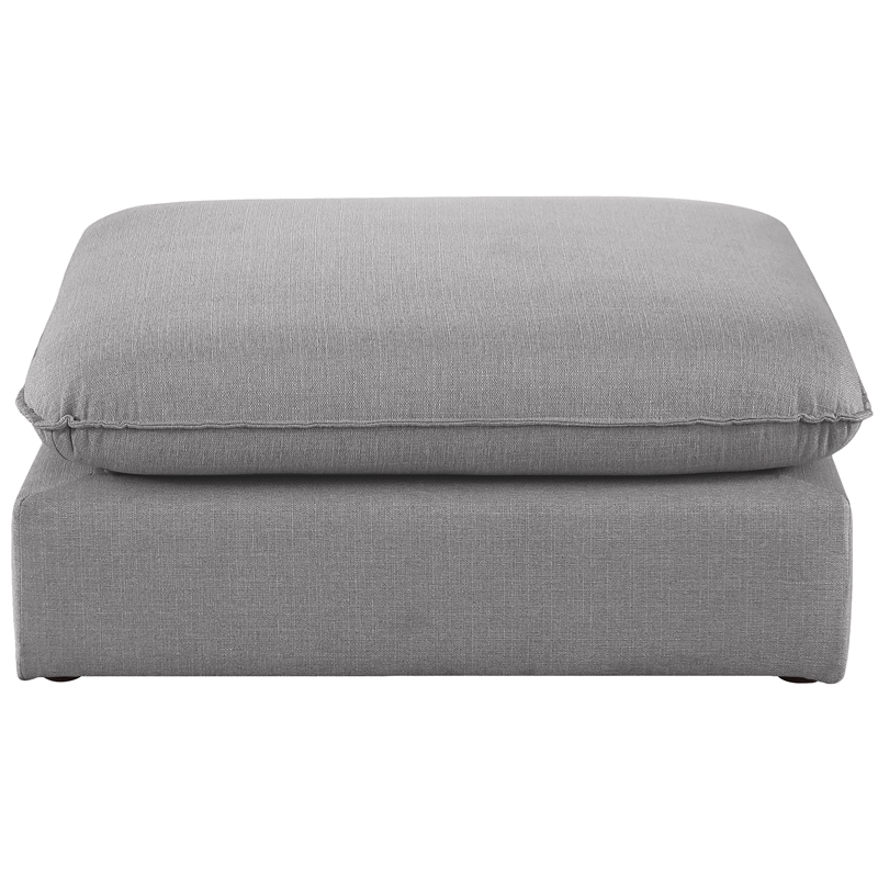 Meridian Furniture Mackenzie Grey Durable Linen Textured Ottoman