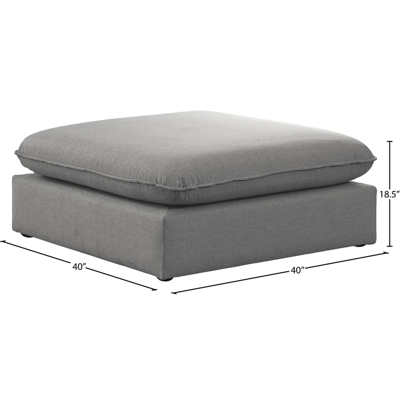 Meridian Furniture Mackenzie Grey Durable Linen Textured Ottoman