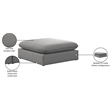Meridian Furniture Mackenzie Grey Durable Linen Textured Ottoman