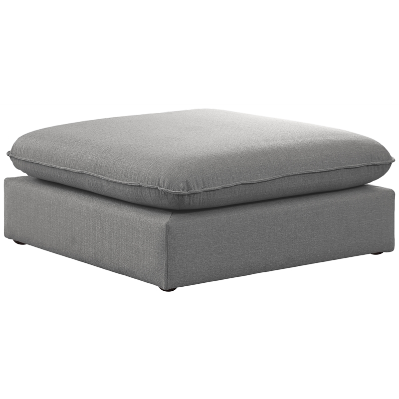 Meridian Furniture Mackenzie Grey Durable Linen Textured Ottoman