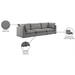 Meridian Furniture Mackenzie Grey Durable Linen Textured Modular Sofa