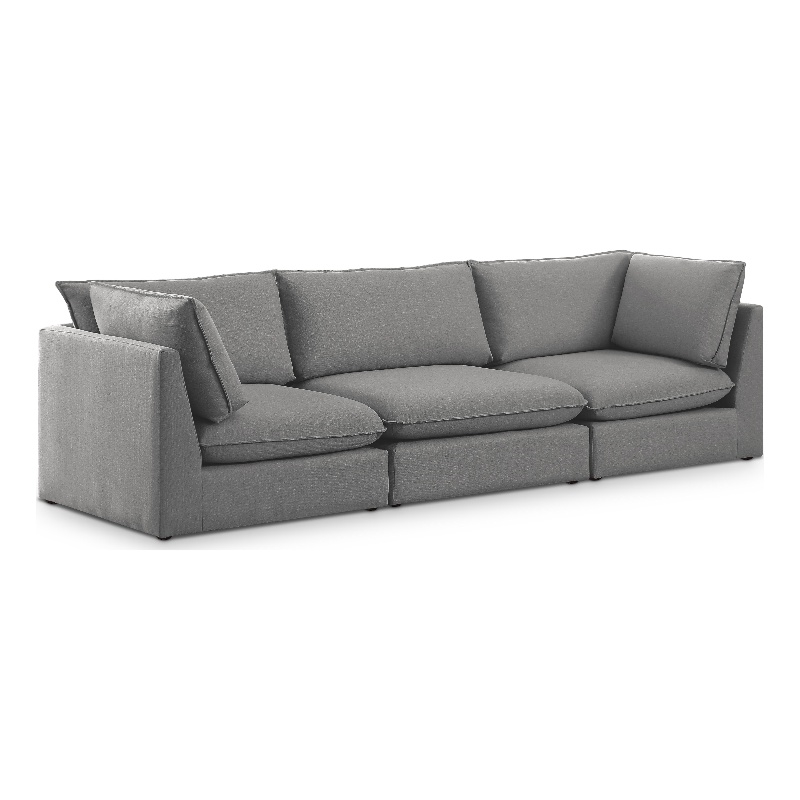 Meridian Furniture Mackenzie Grey Durable Linen Textured Modular Sofa