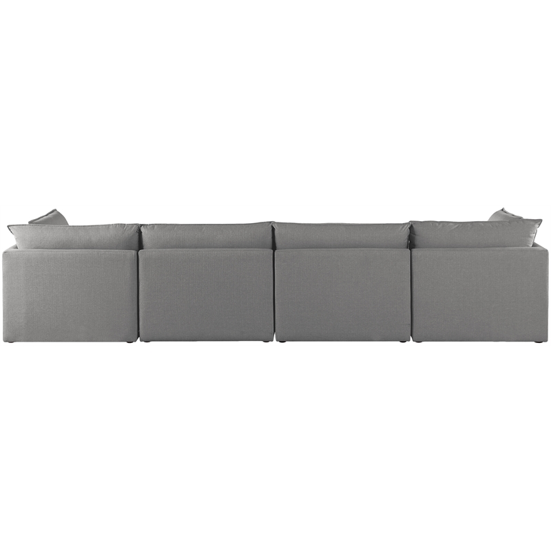Meridian Furniture Mackenzie Grey Durable Linen Textured Modular Sofa