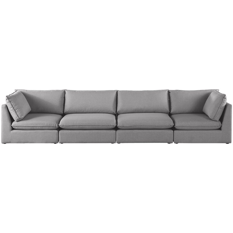 Meridian Furniture Mackenzie Grey Durable Linen Textured Modular Sofa