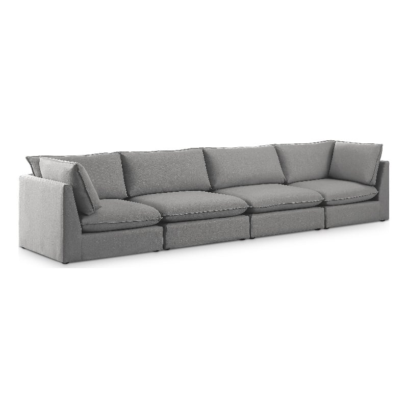 Meridian Furniture Mackenzie Grey Durable Linen Textured Modular Sofa