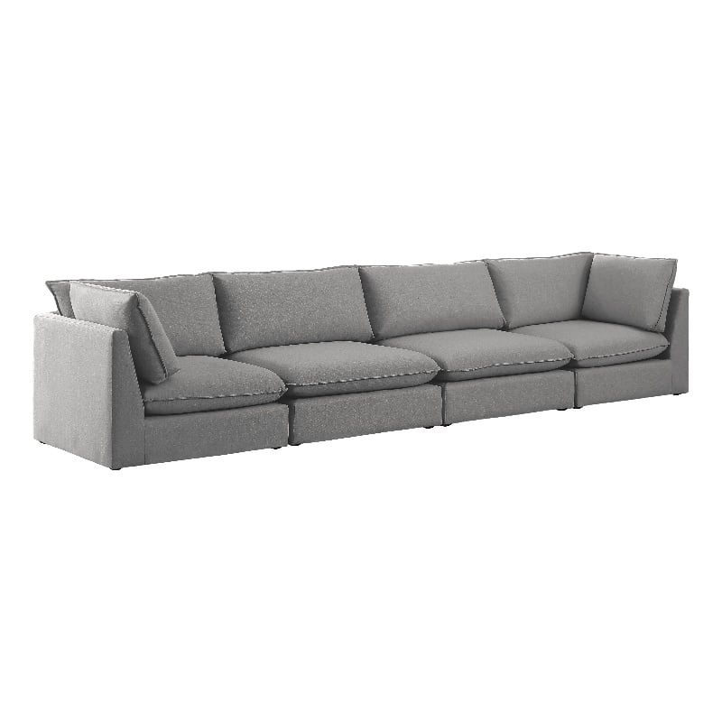 Meridian Furniture Mackenzie Grey Durable Linen Textured Modular Sofa