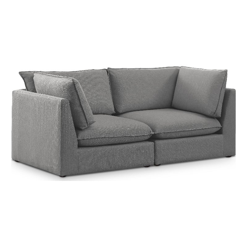 Meridian Furniture Mackenzie Grey Durable Linen Textured Modular Sofa
