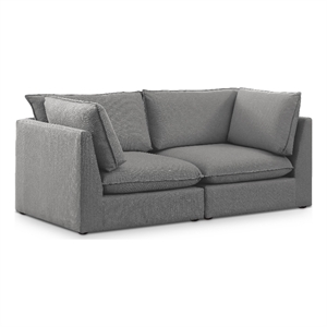 Meridian Furniture Mackenzie Grey Durable Linen Textured Modular Sofa