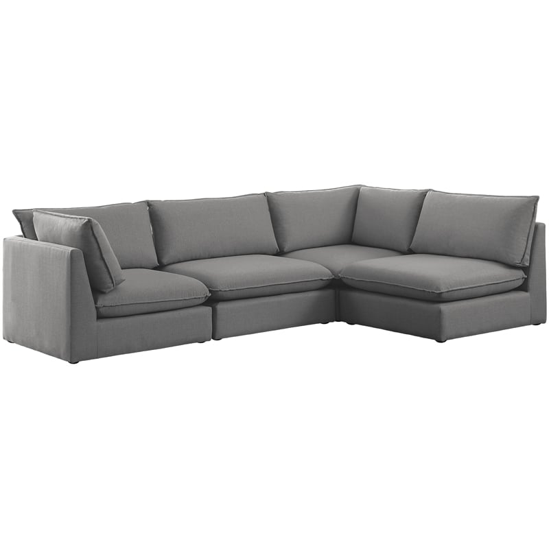 Meridian Furniture Mackenzie Grey Durable Linen Textured Modular Sectional