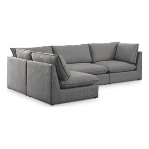 Meridian Furniture Mackenzie Grey Durable Linen Textured Modular Sectional