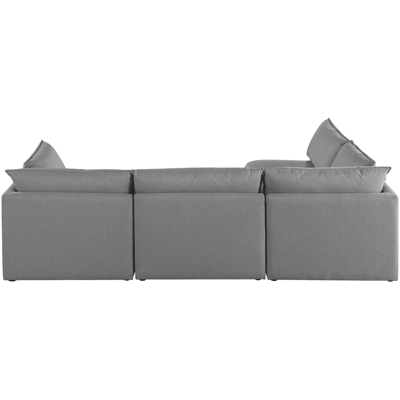 Meridian Furniture Mackenzie Grey Durable Linen Textured Modular Sectional