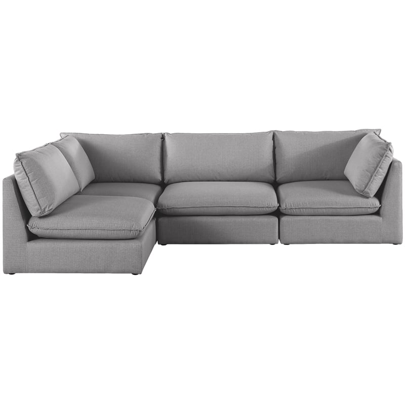 Meridian Furniture Mackenzie Grey Durable Linen Textured Modular Sectional