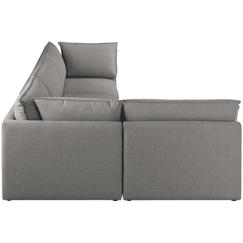 Meridian Furniture Mackenzie Grey Durable Linen Textured Modular Sectional