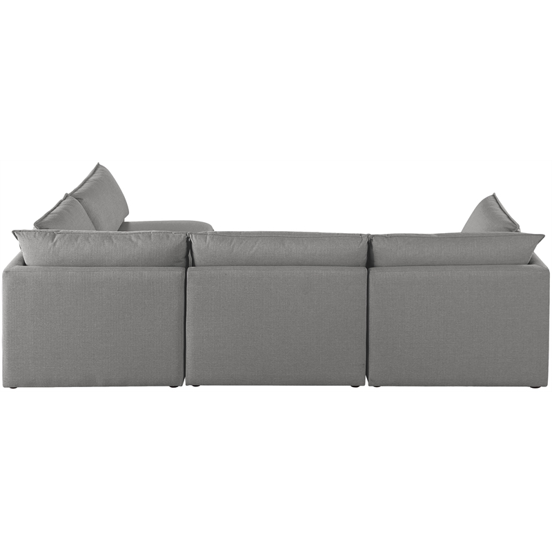 Meridian Furniture Mackenzie Grey Durable Linen Textured Modular Sectional