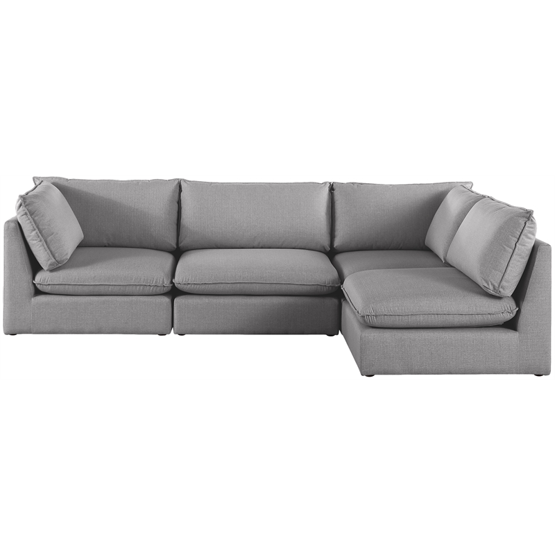 Meridian Furniture Mackenzie Grey Durable Linen Textured Modular Sectional