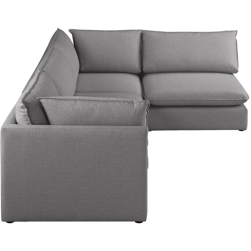 Meridian Furniture Mackenzie Grey Durable Linen Textured Modular Sectional