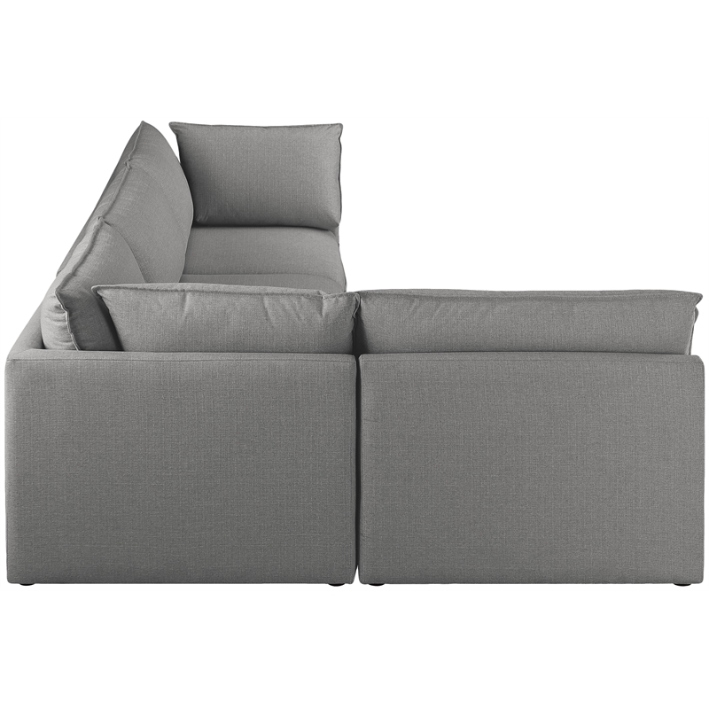 Meridian Furniture Mackenzie Grey Durable Linen Textured Modular Sectional