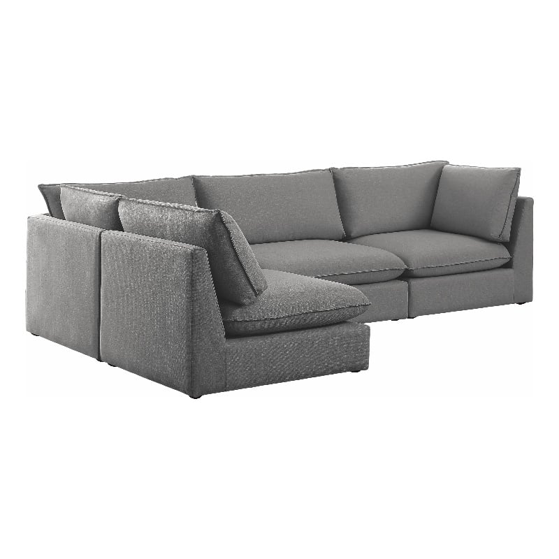 Meridian Furniture Mackenzie Grey Durable Linen Textured Modular Sectional