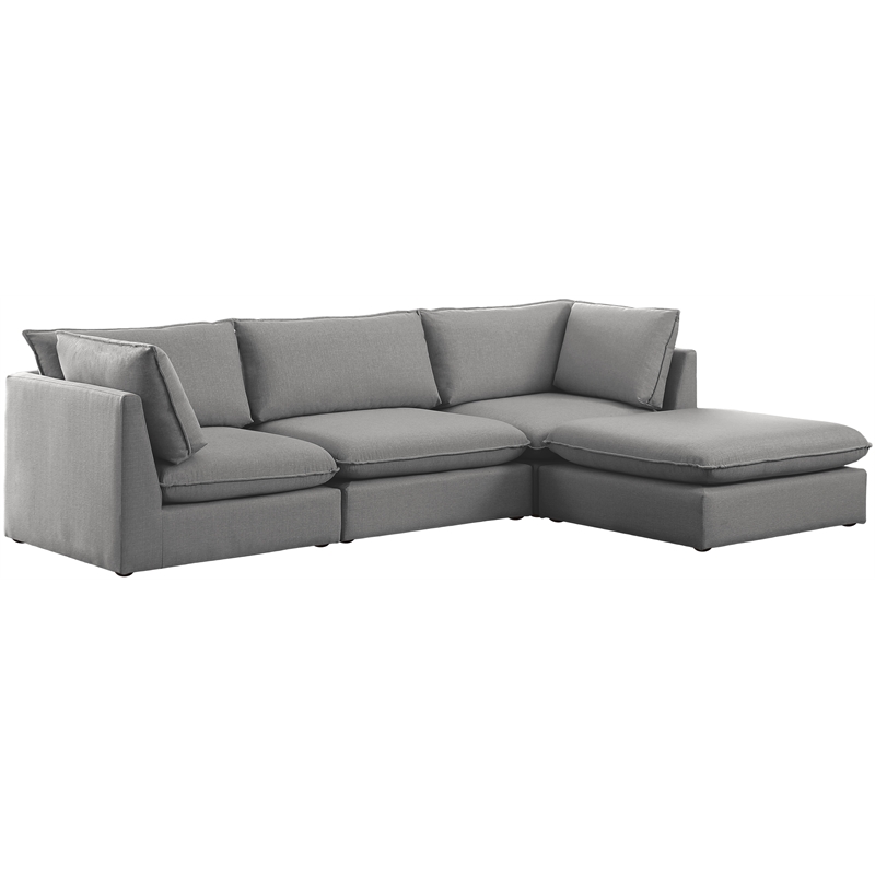 Meridian Furniture Mackenzie Grey Durable Linen Textured Modular Sectional