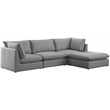 Meridian Furniture Mackenzie Grey Durable Linen Textured Modular Sectional