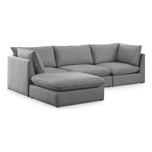 Meridian Furniture Mackenzie Grey Durable Linen Textured Modular Sectional