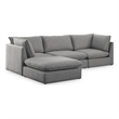 Meridian Furniture Mackenzie Grey Durable Linen Textured Modular Sectional