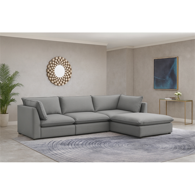 Meridian Furniture Mackenzie Grey Durable Linen Textured Modular Sectional