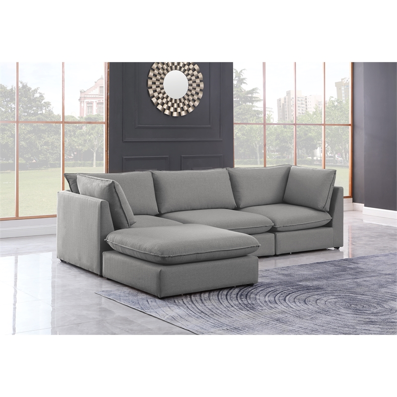 Meridian Furniture Mackenzie Grey Durable Linen Textured Modular Sectional