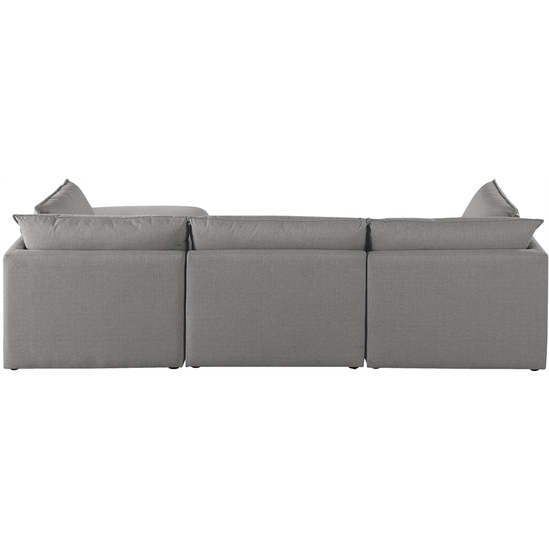 Meridian Furniture Mackenzie Grey Durable Linen Textured Modular Sectional