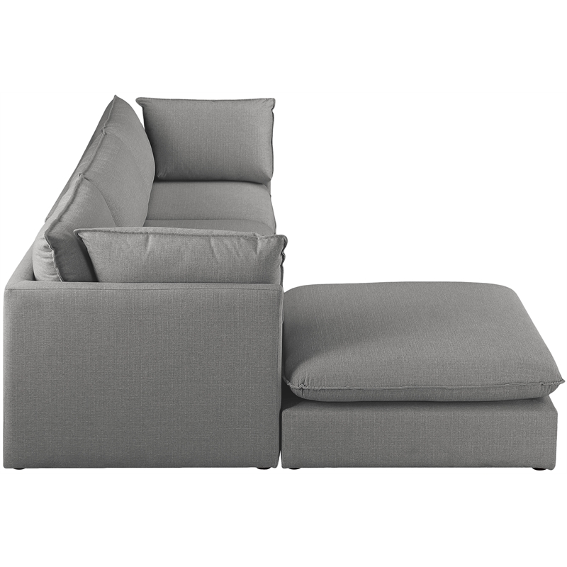 Meridian Furniture Mackenzie Grey Durable Linen Textured Modular Sectional