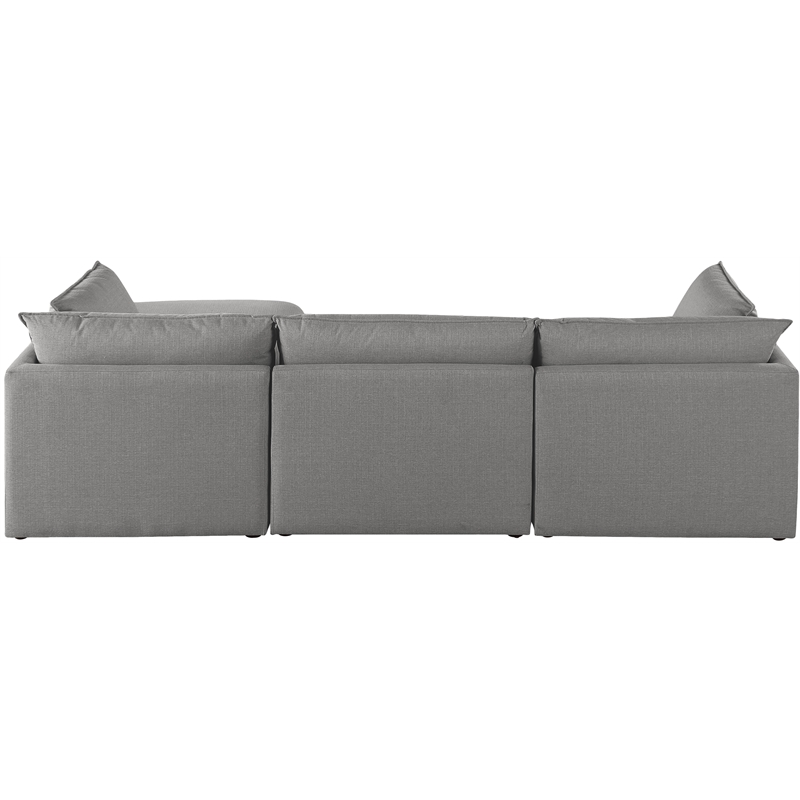 Meridian Furniture Mackenzie Grey Durable Linen Textured Modular Sectional